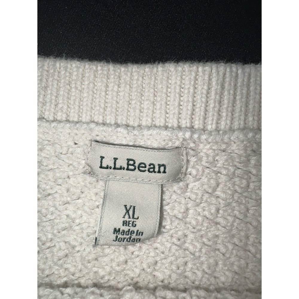 LL Bean Basket Weave Womans XL-Reg Fisherman Sweater Boat Neck Nautical Ivory - Picture 4 of 10